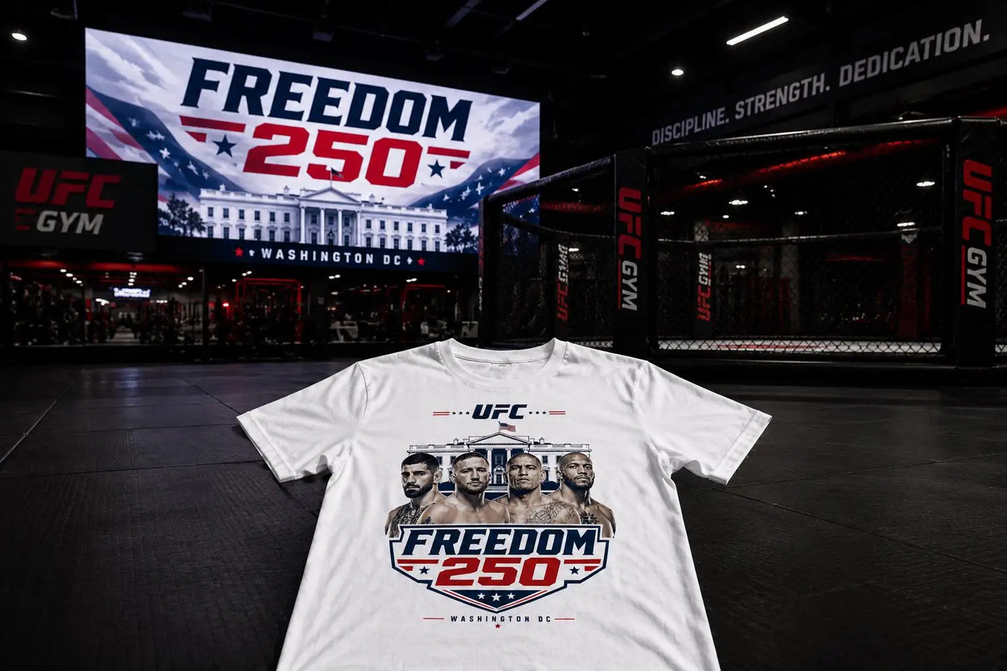 UFC Freedom 250 Graphic T Shirt Men MMA Fight Event Cotton Short Sleeve Sports Fan Casual Oversized Streetwear Tee Tops